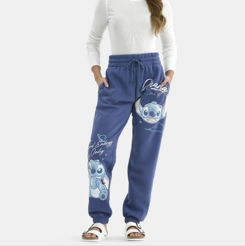 Blue Graphic Sweatpants with Cartoon Design